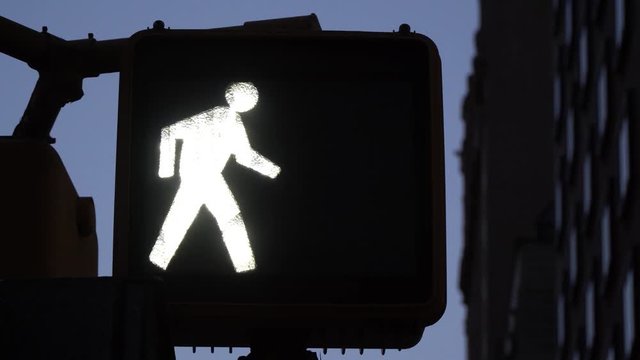 Pedestrian traffic light countdown shot close up, United States / New York style stoplight