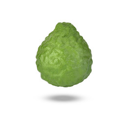 Cut in half of Fresh Bergamot fruits isolated on white background with clipping path.