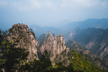 Fototapeta na wymiar Huangshan Mountain, knows as the Yellow Mountain, famous in China and Asia, considered the most beautiful mountain under heaven
