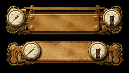 Steampunk metal banners