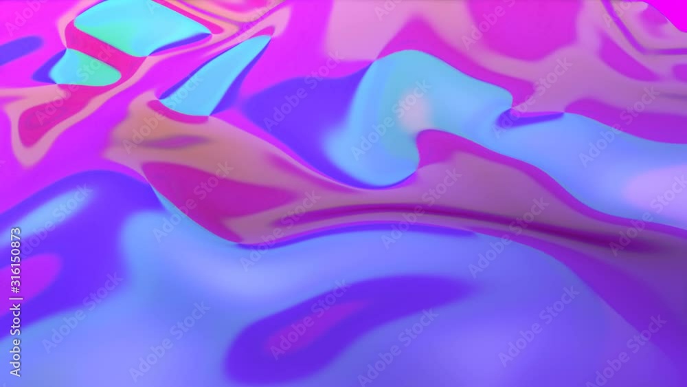 Poster a multi-colored plane is deformed by different waves. abstract animated background. 3d render