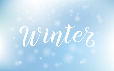 Illustration of Winter text for greeting card, flyer, poster.