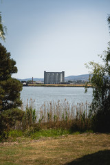 Launceston, Tasmania - January 3rd 2020: Views across the River Tamar of Peppers Silo Launceston....