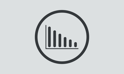 Vector icon of a graph about economy inside a circle on gray background. Economy concept