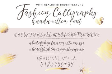 Obraz premium Handwritten calligraphy elegant font. Alphabet for wedding card, invitation, business style, identity, logo.