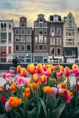 Zelfklevend Fotobehang Amsterdam tulips © olgaperevalova
