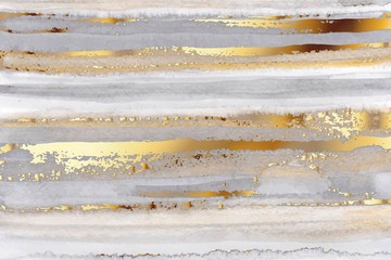 Luxury grey watercolor and gold texture background. Abstract hand drawn art.