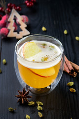 Warm apple cider with cinnamon, star anice and cardamom