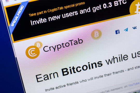 Ryazan, Russia - April 29, 2018: Homepage of Getcryptotab website on the display of PC, url - Getcryptotab.com.