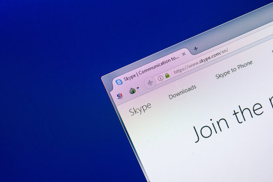 Ryazan, Russia - April 29, 2018: Homepage of Skype website on the display of PC, url - Skype.com.
