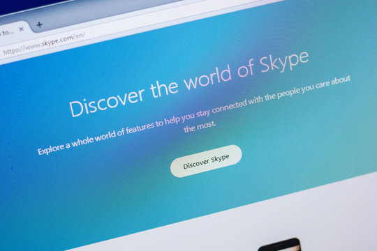 Ryazan, Russia - April 29, 2018: Homepage of Skype website on the display of PC, url - Skype.com.