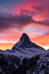 Naklejka premium Zermatt in Switzerland on a wonderful sunset