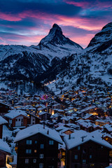 Zermatt in Switzerland on a wonderful sunset