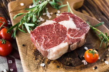 fresh quality expensive pork beef steak in a restaurant