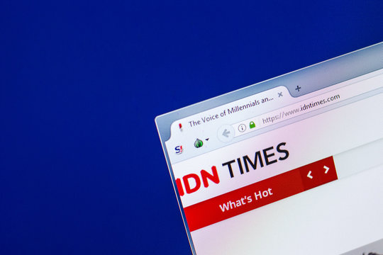 Ryazan, Russia - April 29, 2018: Homepage of Idntimes website on the display of PC, url - Idntimes.com.