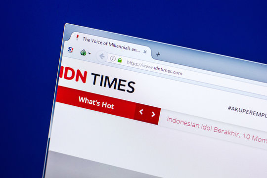 Ryazan, Russia - April 29, 2018: Homepage of Idntimes website on the display of PC, url - Idntimes.com.