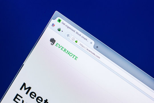 Ryazan, Russia - April 29, 2018: Homepage of EverNote website on the display of PC, url - EverNote.com