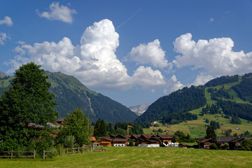 Fototapeta na wymiar Village dans les montagnes suisses