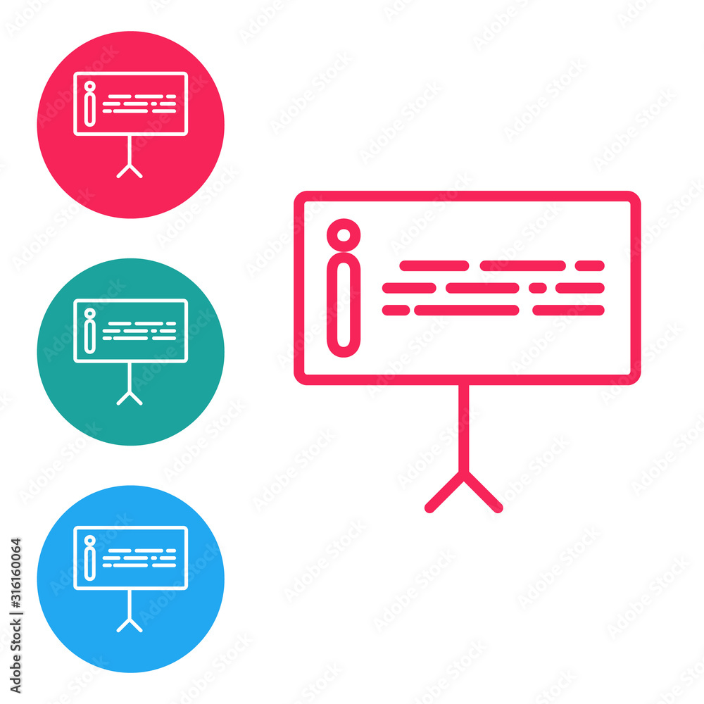 Poster red line information icon isolated on white background. set icons in circle buttons. vector illustra