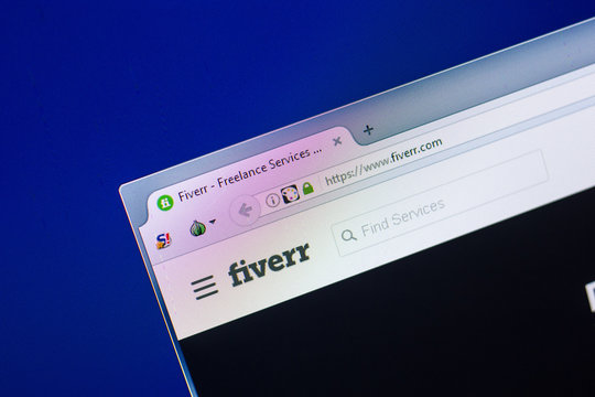 Ryazan, Russia - April 29, 2018: Homepage of Fiverr website on the display of PC, url - Fiverr.com.