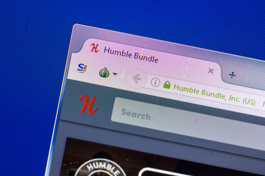 Ryazan, Russia - April 29, 2018: Homepage of HumbleBundle website on the display of PC, url - HumbleBundle.com