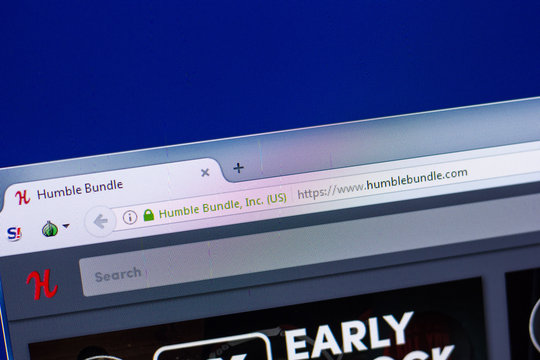 Ryazan, Russia - April 29, 2018: Homepage of HumbleBundle website on the display of PC, url - HumbleBundle.com