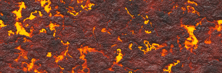 3d illustration. Volcano- background magma. Abstract  terrain