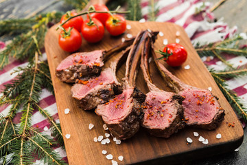 fresh quality expensive pork beef steak in a restaurant