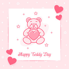 Teddy Bear valentine card love text icon vector