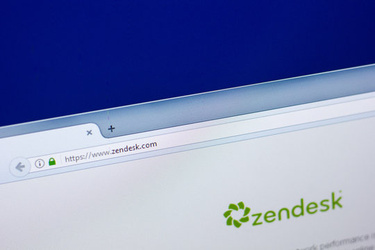 Ryazan, Russia - April 29, 2018: Homepage of Zendesk website on the display of PC, url - Zendesk.com