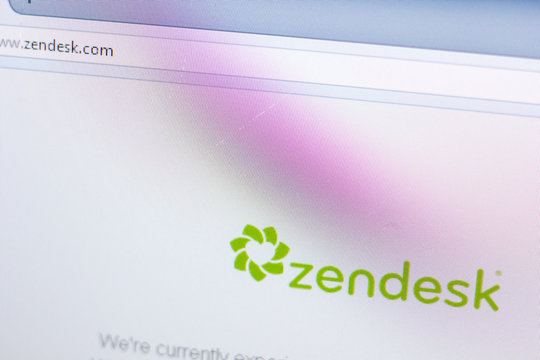 Ryazan, Russia - April 29, 2018: Homepage of Zendesk website on the display of PC, url - Zendesk.com