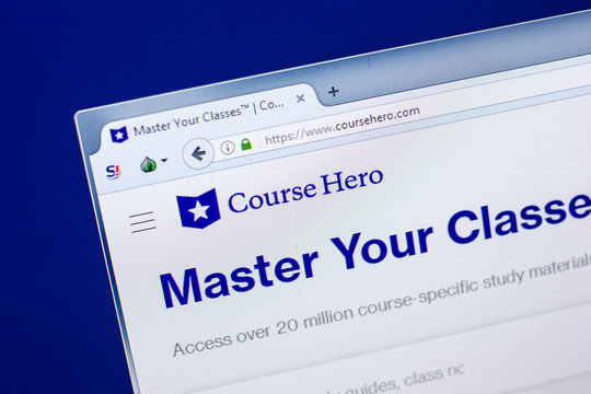 Ryazan, Russia - April 29, 2018: Homepage of Coursehero website on the display of PC, url - Coursehero.com