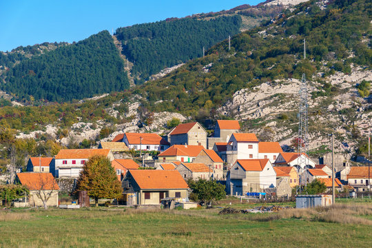 Montenegro Negushi Village in Autumn 2019 year. Lovcen.