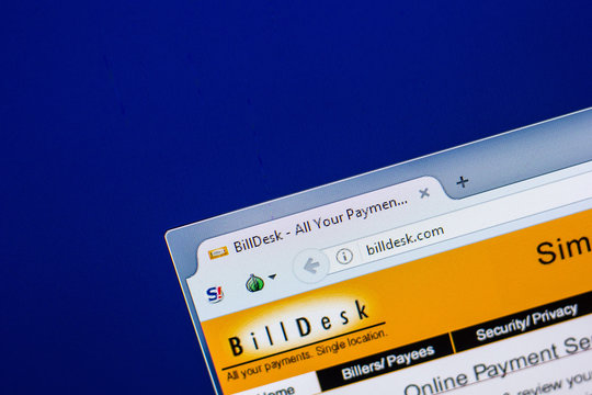 Ryazan, Russia - April 29, 2018: Homepage of Billdesk website on the display of PC, url - Billdesk.com