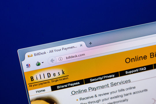 Ryazan, Russia - April 29, 2018: Homepage of Billdesk website on the display of PC, url - Billdesk.com