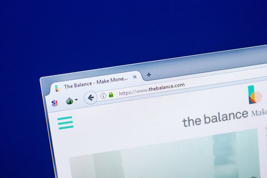 Ryazan, Russia - April 29, 2018: Homepage of Thebalance website on the display of PC, url - Thebalance.com