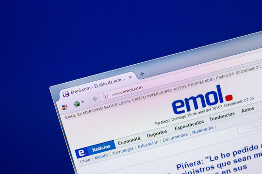 Ryazan, Russia - April 29, 2018: Homepage of Emol website on the display of PC, url - Emol.com