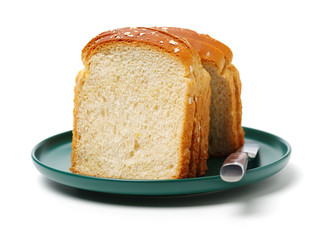 sliced bread on white background