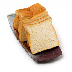 sliced bread on white background