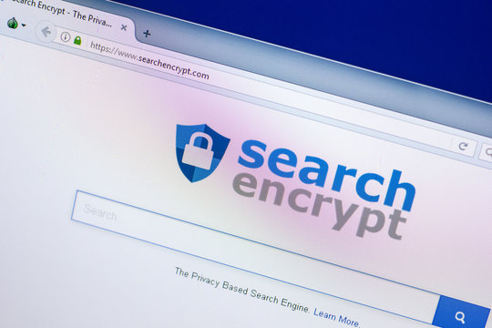 Ryazan, Russia - April 29, 2018: Homepage of Searchencrypt website on the display of PC, url - Searchencrypt.com