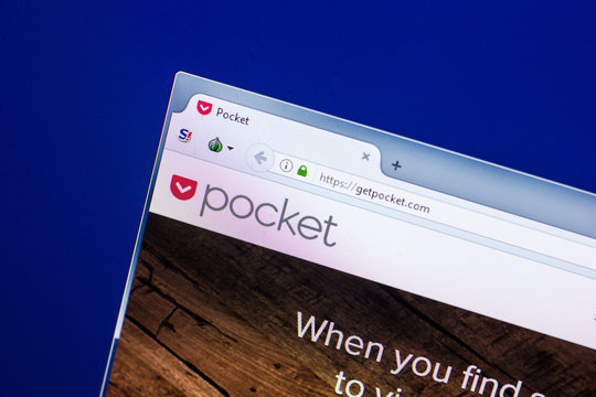 Ryazan, Russia - April 29, 2018: Homepage of Getpocket website on the display of PC, url - Getpocket.com