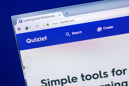 Ryazan, Russia - April 29, 2018: Homepage of Quizlet website on the display of PC, url - quizlet.com