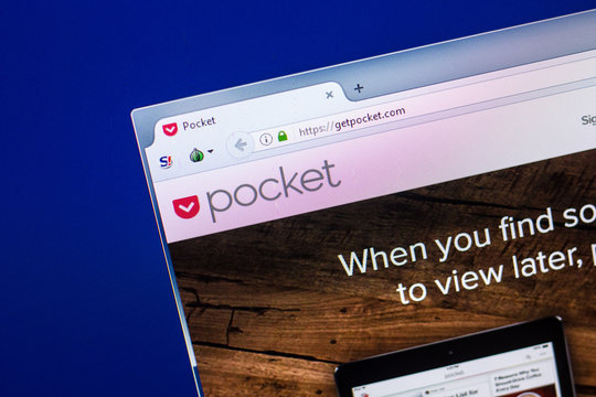 Ryazan, Russia - April 29, 2018: Homepage of Getpocket website on the display of PC, url - Getpocket.com