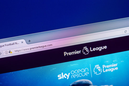 Ryazan, Russia - April 29, 2018: Homepage of Premierleague website on the display of PC, url - Premierleague.com