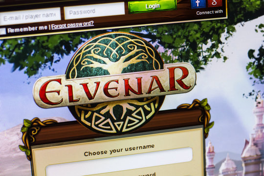 Ryazan, Russia - April 29, 2018: Homepage of Elvenar website on the display of PC, url - Elvenar.com
