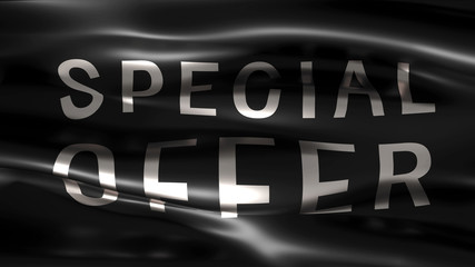 Beautiful black luxury flag with a golden congratulation. 3d illustration, 3d rendering.