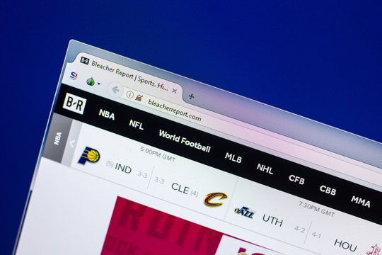 Ryazan, Russia - April 29, 2018: Homepage of Bleacherreport website on the display of PC, url - Bleacherreport.com