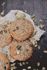 Fototapeta premium delicious cookies with seeds on the table
