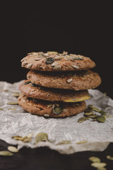 delicious cookies with seeds on the table