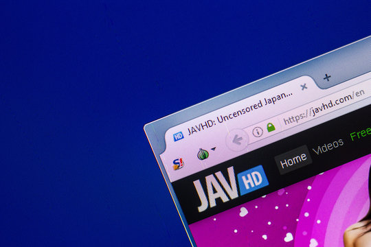 Ryazan, Russia - April 29, 2018: Homepage of Javhd website on the display of PC, url - Javhd.com